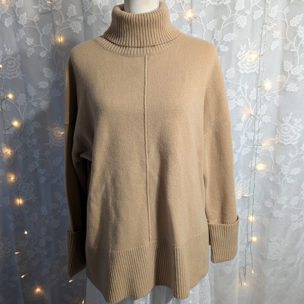 Reiss Casual Wool-Cashmere Roll Neck Jumper in Camel - Picture 2 of 11